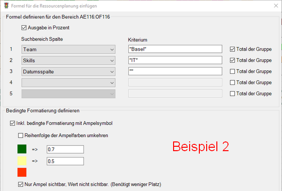 Beispiel 2 Ressourcenplanung Formel